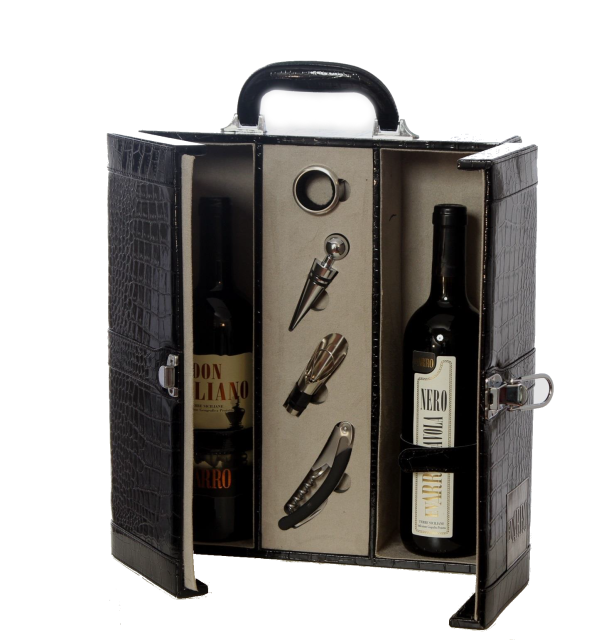 Double Wine or Olive Oil briefcase Kit (Gift Box Set with accessories)